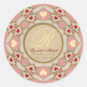 Decoratief Sweethearts Monogram Ronde Sticker (Voorkant)
