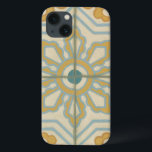 Decoratief Tile Patroon van de Oude Wereld iPhone 13 Hoesje<br><div class="desc">Deze oude werelddruk is een Chariklia Zarris-creatie en biedt een decoratief tegelpatroon met blauw en goud op een beige achtergrond. Dat zou een groot cadeautje zijn voor de fans van bloemen en pastel prints!</div>