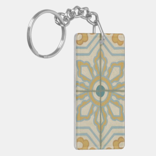 Decoratief Tile Patroon van de Oude Wereld Sleutelhanger (Voorkant Links)