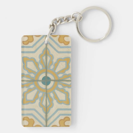 Decoratief Tile Patroon van de Oude Wereld Sleutelhanger (achterkant)