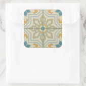 Decoratief Tile Patroon van de Oude Wereld Vierkante Sticker (Tas)