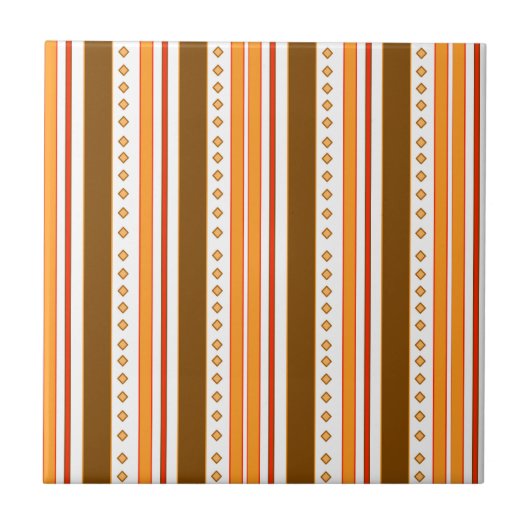 Decoratief Tile Retro Oranje Brown Pattern Print  Tegeltje (Voorkant)