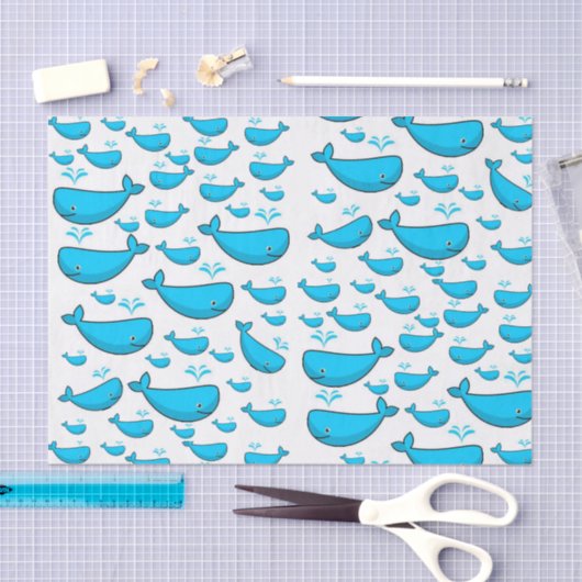 Decoratief tissuepapier blauwe walvissen (Craft)