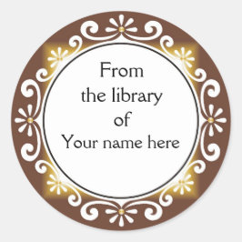 Decoratief uit de bibliotheek van de boekenplaten ronde sticker