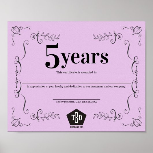 Decoratief universeel certificaat ter nagedachteni poster (Voorkant)