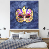 Decoratief Venetiaans masker op getextureerde donk Canvas Afdruk (Insitu (Slaapkamer))