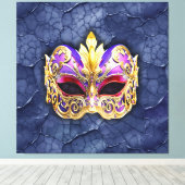 Decoratief Venetiaans masker op getextureerde donk Canvas Afdruk (Insitu (Houten vloer))