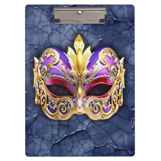 Decoratief Venetiaans masker op getextureerde donk Klembord (Voorkant)