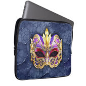 Decoratief Venetiaans masker op getextureerde donk Laptop Sleeve (Voorkant Rechts)