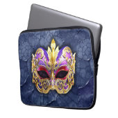 Decoratief Venetiaans masker op getextureerde donk Laptop Sleeve (Voorkant Links)