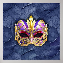 Decoratief Venetiaans masker op getextureerde donk Poster