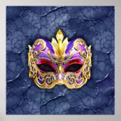 Decoratief Venetiaans masker op getextureerde donk Poster (Voorkant)