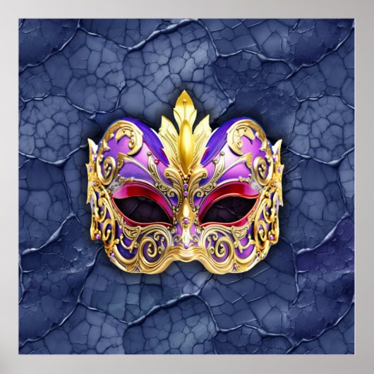 Decoratief Venetiaans masker op getextureerde donk Poster (Voorkant)