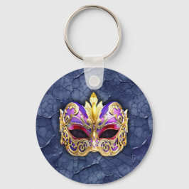 Decoratief Venetiaans masker op getextureerde donk Sleutelhanger