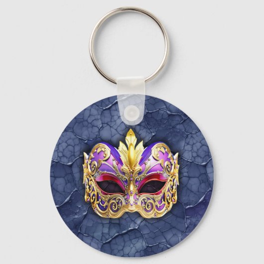 Decoratief Venetiaans masker op getextureerde donk Sleutelhanger (Voorkant)