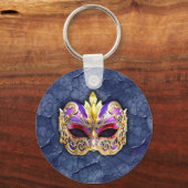 Decoratief Venetiaans masker op getextureerde donk Sleutelhanger (Voorkant)