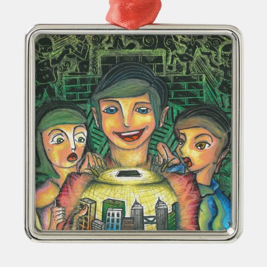 Decoratief vierkant metalen ornament (Voorkant)