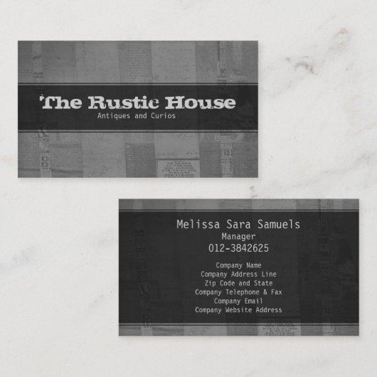 Decoratief Visitekaartje Rustieke Papierpatronen (Voorkant / Achterkant)