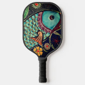 Decoratief vismozaïekkoi-ontwerp pickleball paddle (Voorkant)