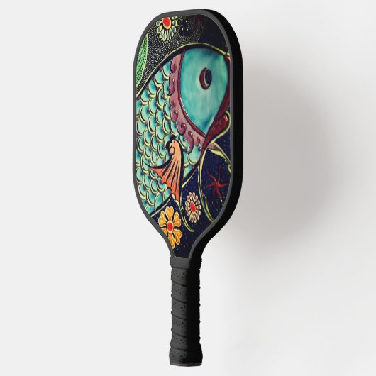 Decoratief vismozaïekkoi-ontwerp pickleball paddle (Links)
