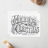 decoratief vrolijk kerstmis kleur me script notitiekaartje (Voorkant / Achterkant in situ)