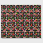 Decoratief vrolijk kersttekstpatroonontwerp cadeaupapier (Vlak)