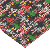 Decoratief vrolijk kersttekstpatroonontwerp korte tafelloper (Hoek)