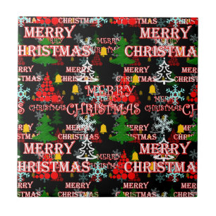 Decoratief vrolijk kersttekstpatroonontwerp tegeltje