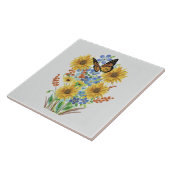 Decoratief Wildflower Boeket en Vlinder Tegeltje (Zijkant)