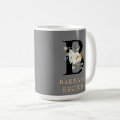 Decoratief wit "Floral Gold Accents" Monogram B Koffiemok (Voorkant rechts)