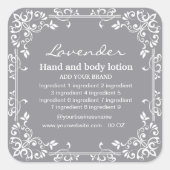 Decoratief wit lijst grijs achtergrondlabel vierkante sticker (Voorkant)