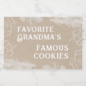Decoratief Wit op Bruin Oma's Cookie Jar Voedselcontainer Etiket (Enkel label)
