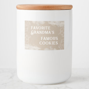 Decoratief Wit op Bruin Oma's Cookie Jar Voedselcontainer Etiket