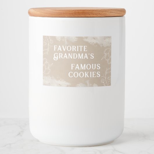 Decoratief Wit op Bruin Oma's Cookie Jar Voedselcontainer Etiket (Voorkant)
