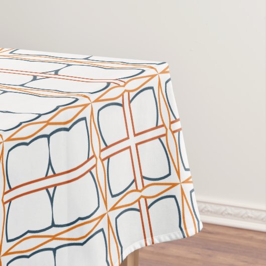 Decoratief wit Sinaasappel blauw Gedetailleerd ras Tafelkleed (Voorbeeld)