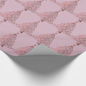 Decoratief zacht roze kerstboompatroon cadeaupapier (Hoek)