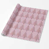 Decoratief zacht roze kerstboompatroon cadeaupapier (Uitgerold)