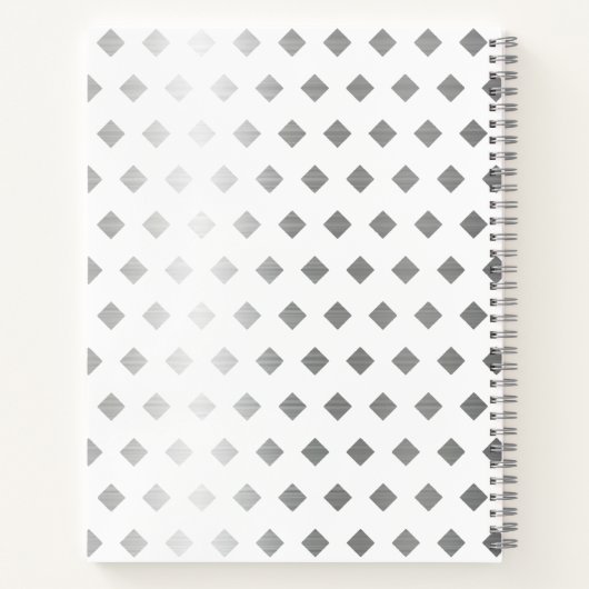 Decoratief Zilver Grijs Wit Diamant Monogram Notitieboek (Achterkant)