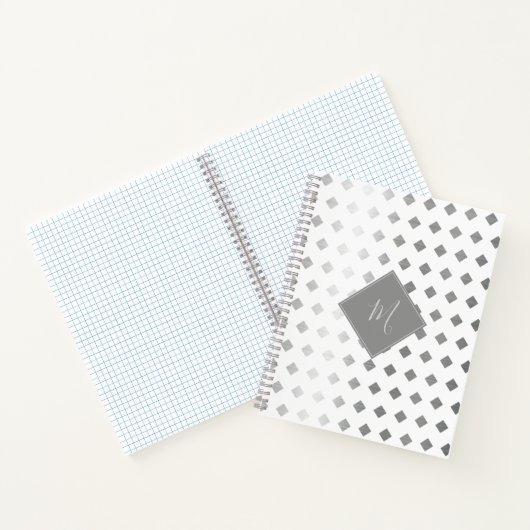 Decoratief Zilver Grijs Wit Diamant Monogram Notitieboek (Binnen)