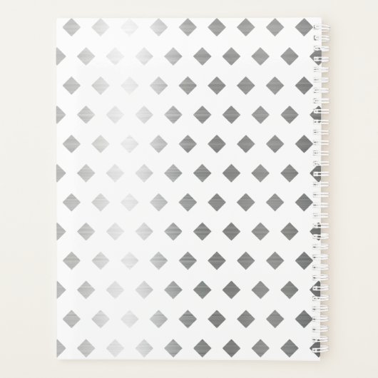 Decoratief Zilver Grijs Wit Diamant Monogram Planner (Achterkant)
