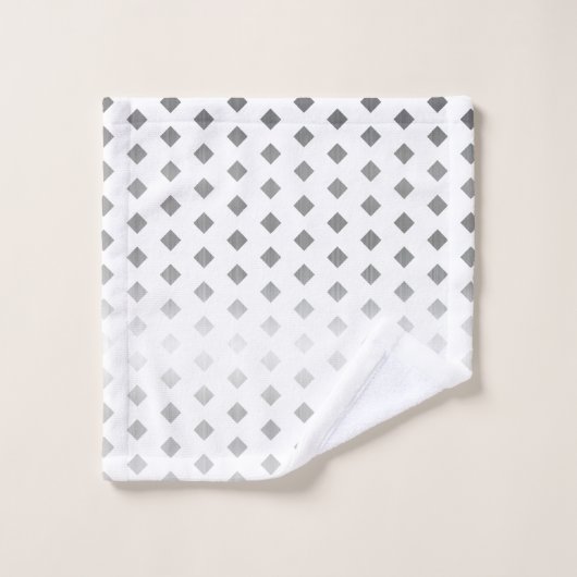 Decoratief Zilver Grijs Wit Diamant Patroon Bad Handdoek (Wasdoekje)