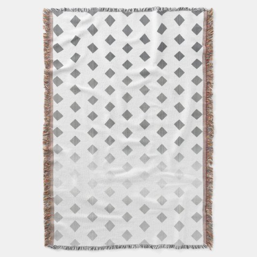 Decoratief Zilver Grijs Wit Diamant Patroon Deken (Voorkant Verticaal)