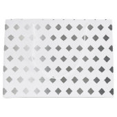 Decoratief Zilver Grijs Wit Diamant Patroon Groot Cadeauzakje (Voorkant)