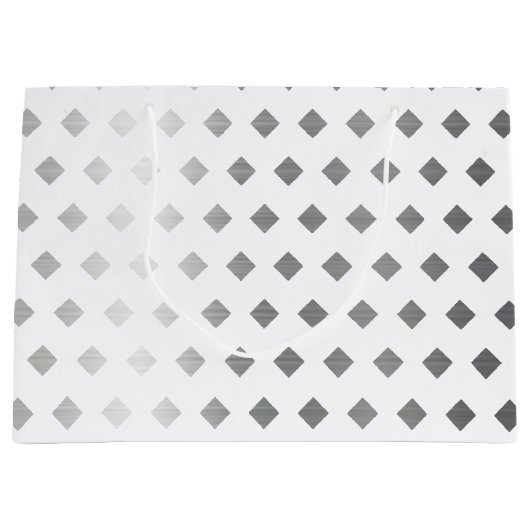 Decoratief Zilver Grijs Wit Diamant Patroon Groot Cadeauzakje (Voorkant)