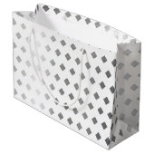 Decoratief Zilver Grijs Wit Diamant Patroon Groot Cadeauzakje (Achterkant Gekanteld)