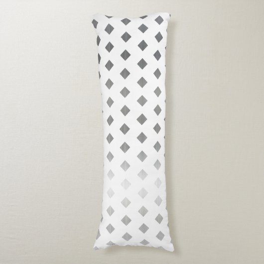 Decoratief Zilver Grijs Wit Diamant Patroon Lichaamskussen (Voorkant Verticaal)