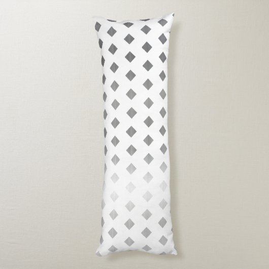 Decoratief Zilver Grijs Wit Diamant Patroon Lichaamskussen (Achterkant (Verticaal))