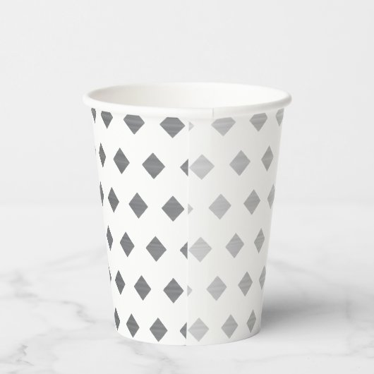 Decoratief Zilver Grijs Wit Diamant Patroon Papieren Bekers (Rechts)