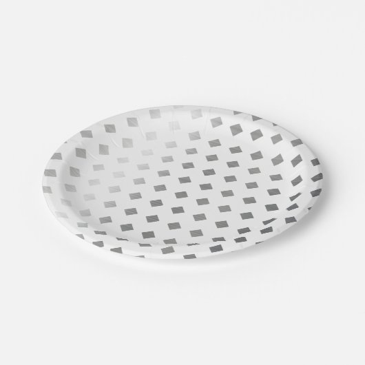 Decoratief Zilver Grijs Wit Diamant Patroon Papieren Bordje (Gekanteld)