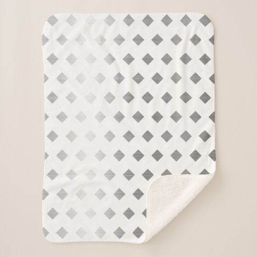 Decoratief Zilver Grijs Wit Diamant Patroon Sherpa Deken (Voorkant)